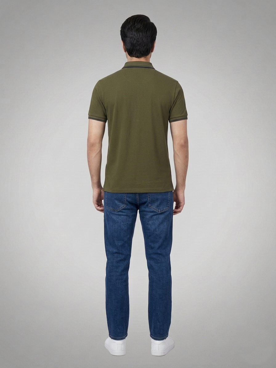 Performance Polo Tee - Cotton | Olive Green | Quick-Dry and UV Protection