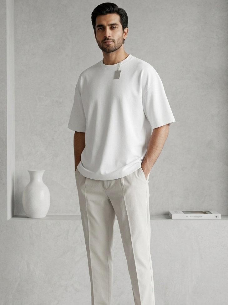 100% Pure Cotton Oversized T-Shirts for Men & Women-White