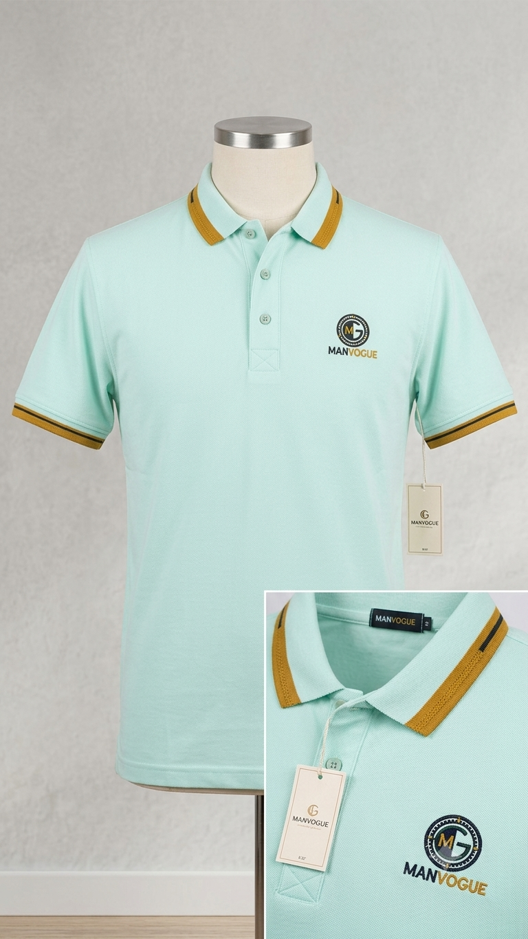 Luxus Polo Tee Shirt Cyan Color