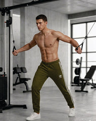 Men's 3-Stripes Regular Fit Track Pants Olive Green Color - bebold
