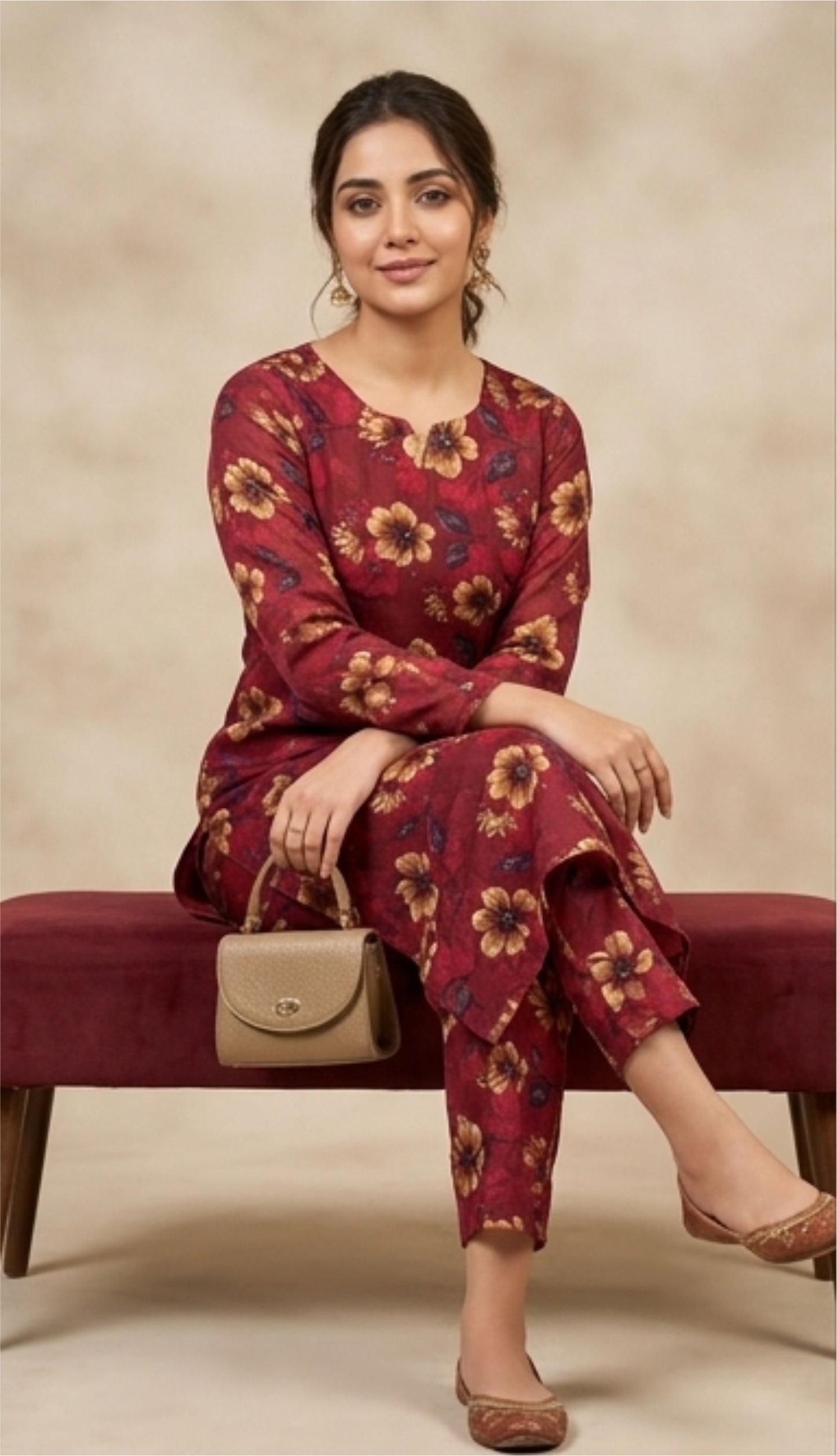 Bebold Digital Printed Bana Doria Lawn 2-PC Unstitched | Red Floral