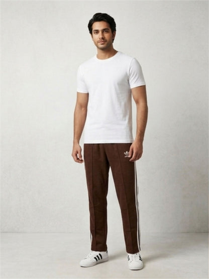 Men's 3-Stripes Regular Fit Track Pants Brown Color - bebold