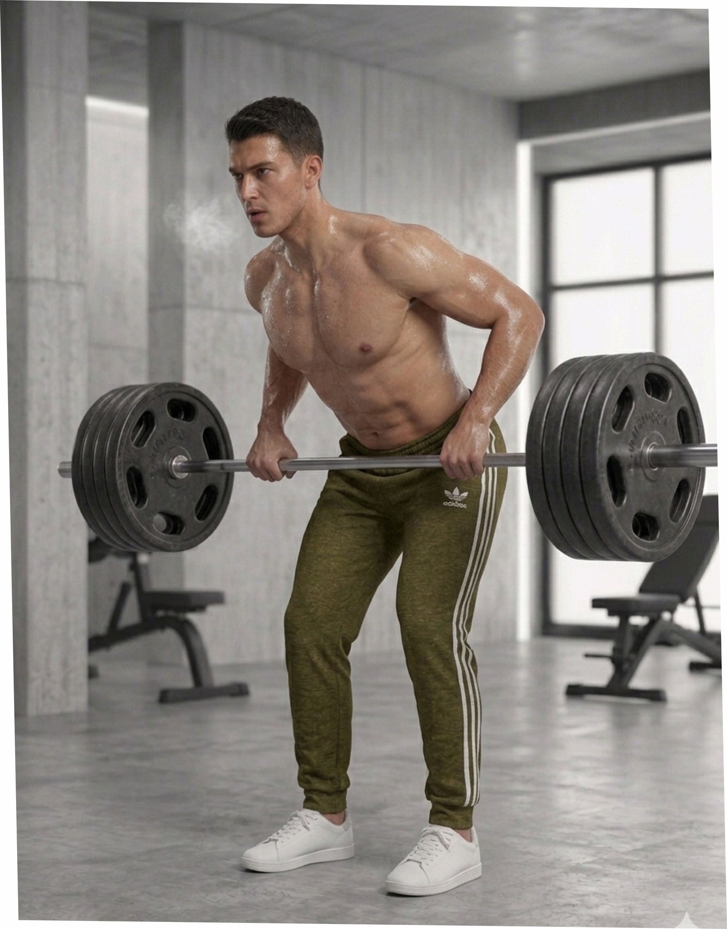 Men's 3-Stripes Regular Fit Track Pants Olive Green Color - bebold