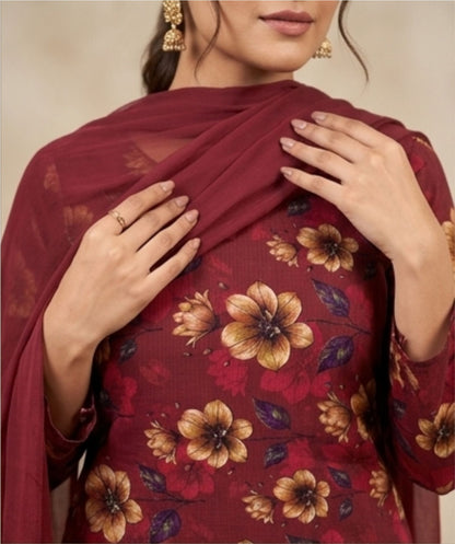 Bebold Digital Printed Bana Doria Lawn 2-PC Unstitched | Red Floral