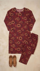 Bebold Digital Printed Bana Doria Lawn 2-PC Unstitched | Red Floral