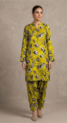 Bebold Digital Printed Bana Doria Lawn 2-PC Unstitched | Mustard Floral