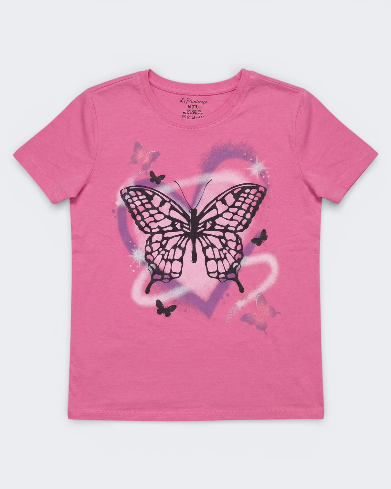 100% Cotton Butterfly Printed T-Shirt for Girls | Soft Single Jersey | Sizes 2T to 16