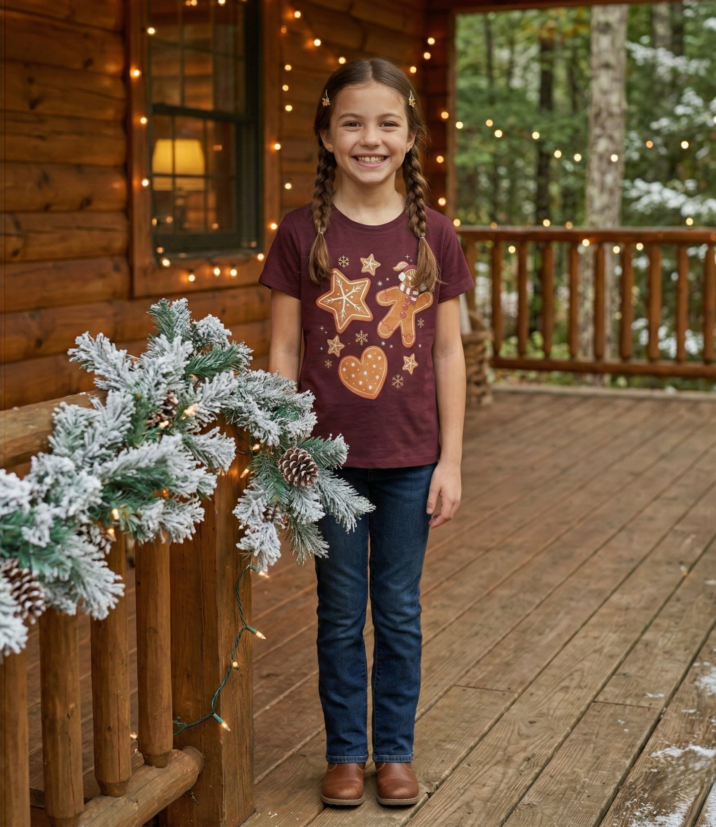 100% Cotton Ginger Cookie Printed T-Shirt for Girls | Soft Single Jersey | Sizes 2T to 16