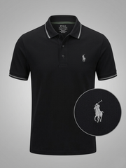Performance Polo Tee - Cotton | Black | Quick-Dry and UV Protection