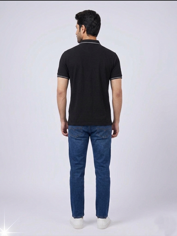 Performance Polo Tee - Cotton | Black | Quick-Dry and UV Protection