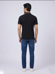 Performance Polo Tee - Cotton | Black | Quick-Dry and UV Protection