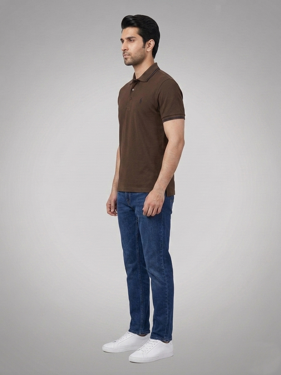 Performance Polo Tee - Cotton | Light Brown | Quick-Dry and UV Protection