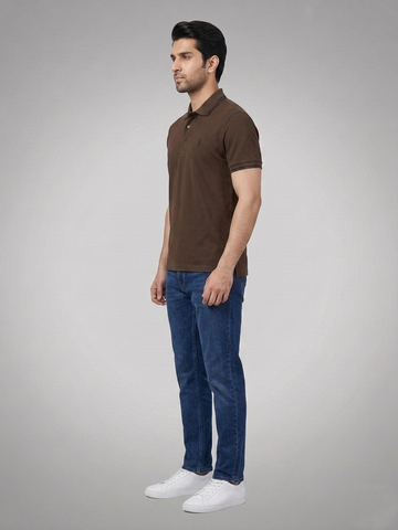 Performance Polo Tee - Cotton | Light Brown | Quick-Dry and UV Protection