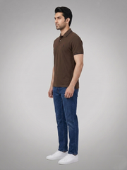 Performance Polo Tee - Cotton | Light Brown | Quick-Dry and UV Protection