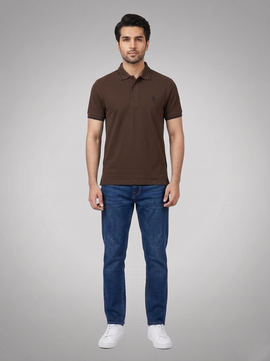 Performance Polo Tee - Cotton | Light Brown | Quick-Dry and UV Protection
