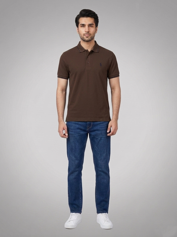 Performance Polo Tee - Cotton | Light Brown | Quick-Dry and UV Protection