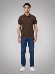 Performance Polo Tee - Cotton | Light Brown | Quick-Dry and UV Protection
