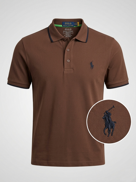 Performance Polo Tee - Cotton | Light Brown | Quick-Dry and UV Protection