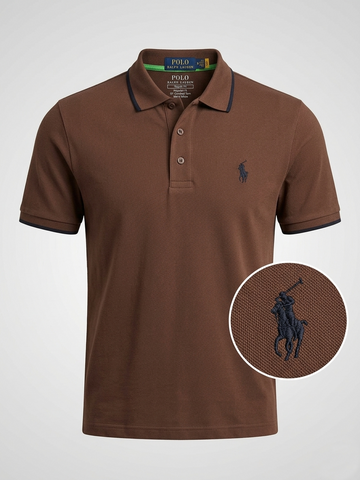 Performance Polo Tee - Cotton | Light Brown | Quick-Dry and UV Protection