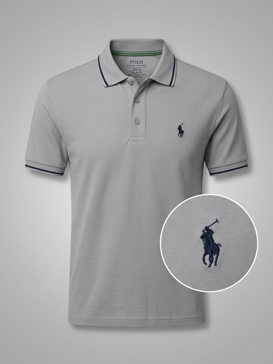 Performance Polo Tee - Cotton | Gray | Quick-Dry and UV Protection
