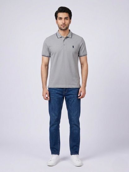 Performance Polo Tee - Cotton | Gray | Quick-Dry and UV Protection