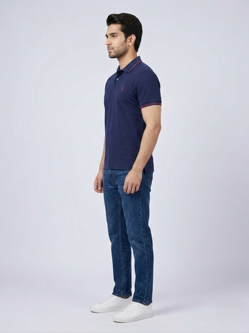 Performance Polo Tee - Cotton | Navy Blue | Quick-Dry and UV Protection