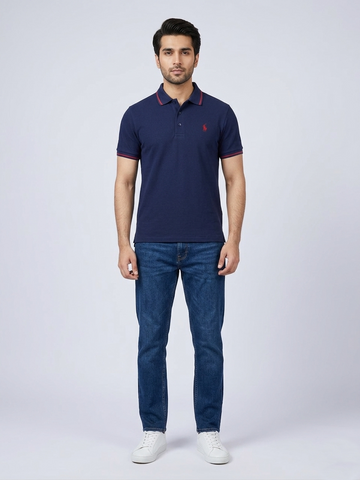 Performance Polo Tee - Cotton | Navy Blue | Quick-Dry and UV Protection