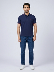 Performance Polo Tee - Cotton | Navy Blue | Quick-Dry and UV Protection