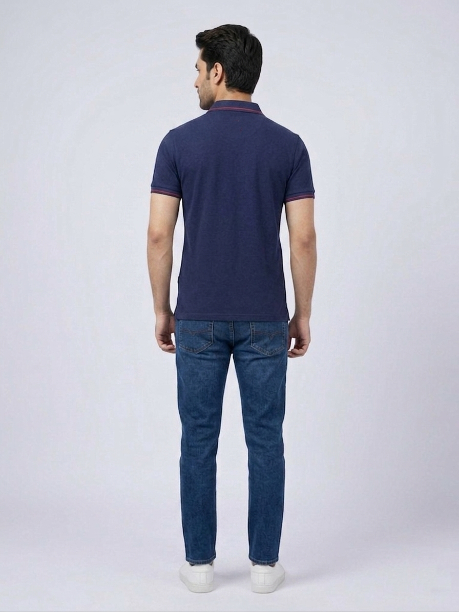 Performance Polo Tee - Cotton | Navy Blue | Quick-Dry and UV Protection