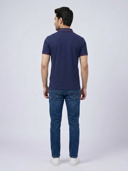 Performance Polo Tee - Cotton | Navy Blue | Quick-Dry and UV Protection
