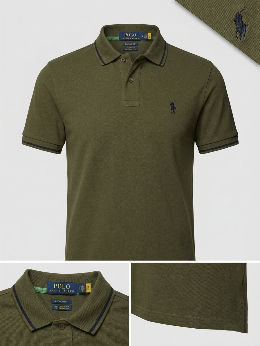 Performance Polo Tee - Cotton | Olive Green | Quick-Dry and UV Protection
