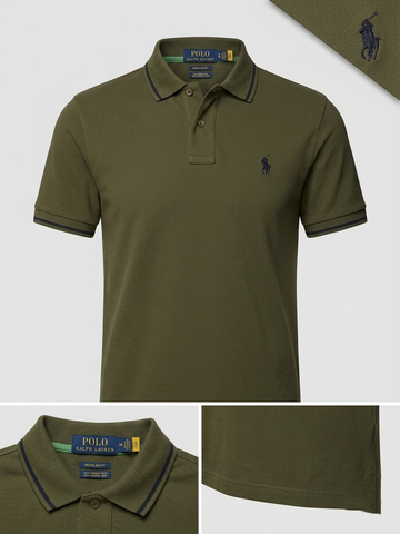 Performance Polo Tee - Cotton | Olive Green | Quick-Dry and UV Protection
