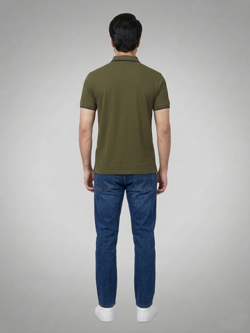 Performance Polo Tee - Cotton | Olive Green | Quick-Dry and UV Protection