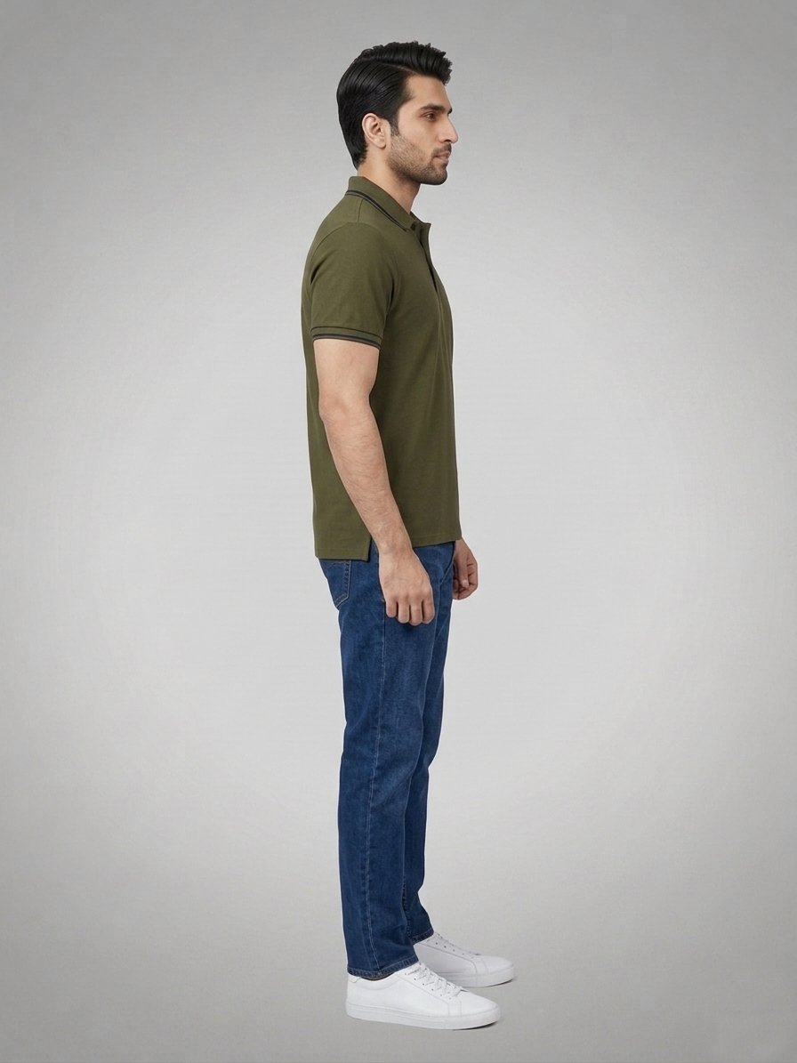 Performance Polo Tee - Cotton | Olive Green | Quick-Dry and UV Protection
