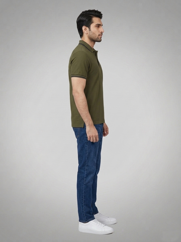 Performance Polo Tee - Cotton | Olive Green | Quick-Dry and UV Protection