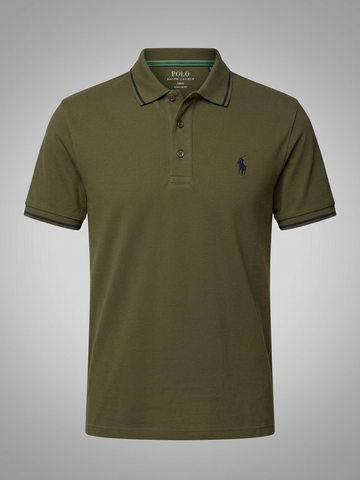 Performance Polo Tee - Cotton | Olive Green | Quick-Dry and UV Protection