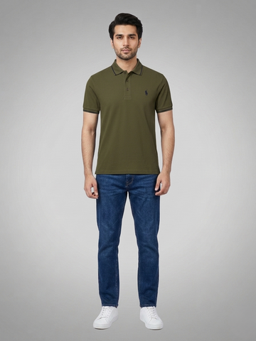 Performance Polo Tee - Cotton | Olive Green | Quick-Dry and UV Protection