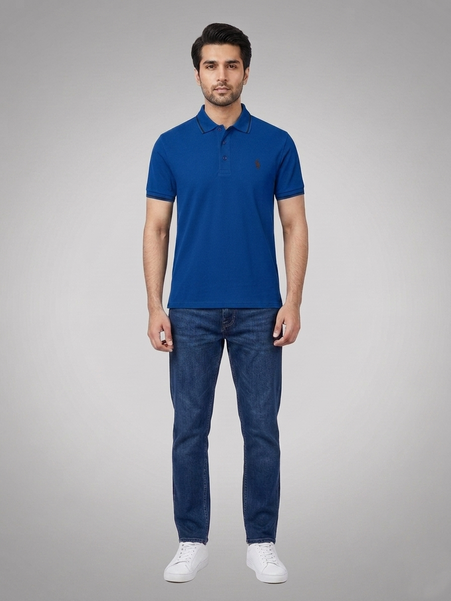 Performance Polo Tee - Cotton | Royal Blue | Quick-Dry and UV Protection