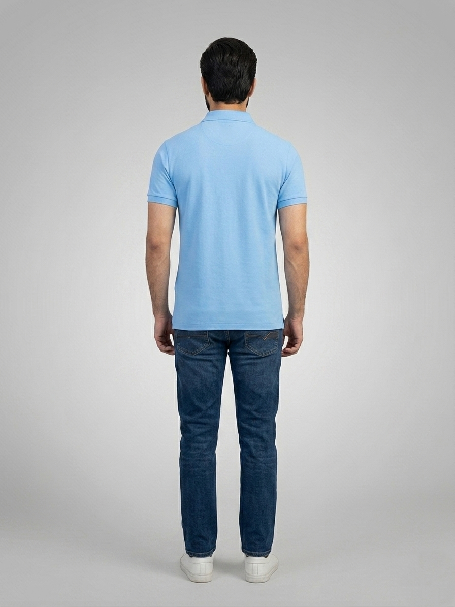Performance Polo Tee - Cotton | Marble Blue | Quick-Dry and UV Protection