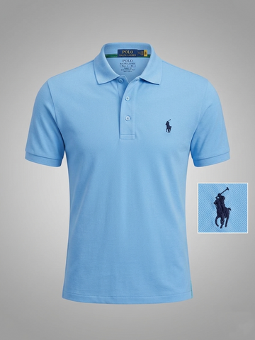 Performance Polo Tee - Cotton | Marble Blue | Quick-Dry and UV Protection