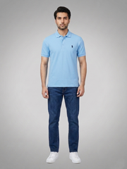 Performance Polo Tee - Cotton | Marble Blue | Quick-Dry and UV Protection