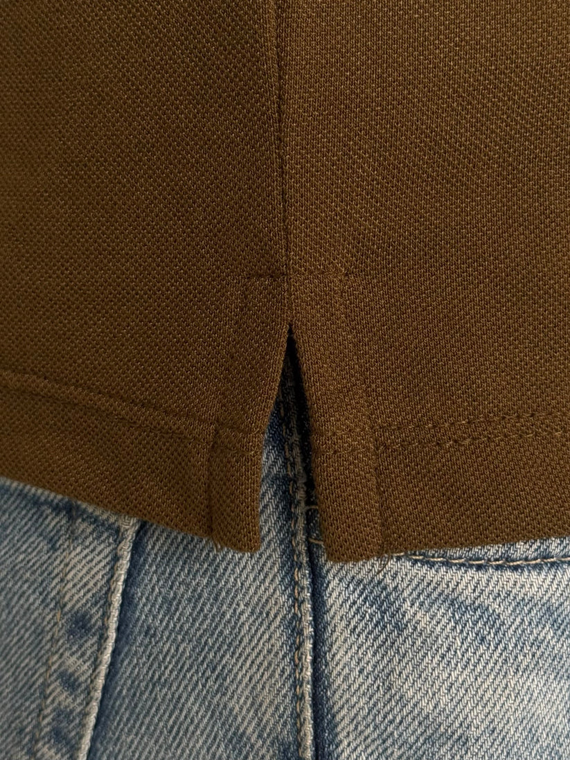 Brown Cotton Half Sleeves Polo Shirt- Bebold