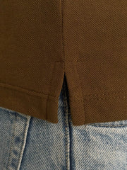 Brown Cotton Half Sleeves Polo Shirt- Bebold