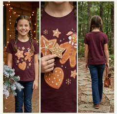 100% Cotton Ginger Cookie Printed T-Shirt for Girls | Soft Single Jersey | Sizes 2T to 16