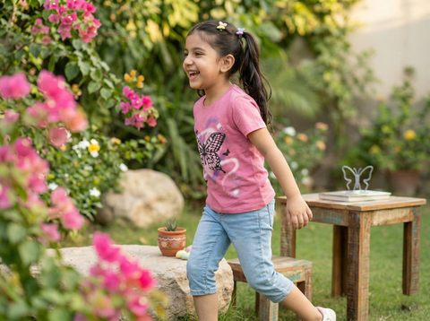 100% Cotton Butterfly Printed T-Shirt for Girls | Soft Single Jersey | Sizes 2T to 16