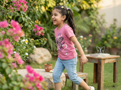 100% Cotton Butterfly Printed T-Shirt for Girls | Soft Single Jersey | Sizes 2T to 16