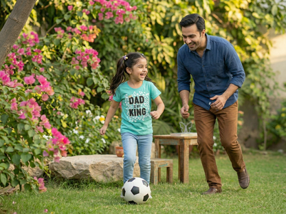 100% Cotton Dad King Printed T-Shirt for Girls | Soft Single Jersey | Sizes 2T to 16