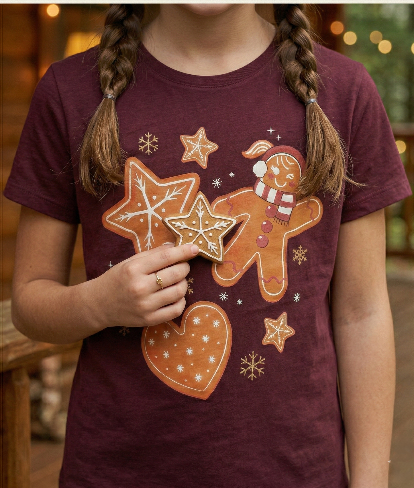 100% Cotton Ginger Cookie Printed T-Shirt for Girls | Soft Single Jersey | Sizes 2T to 16