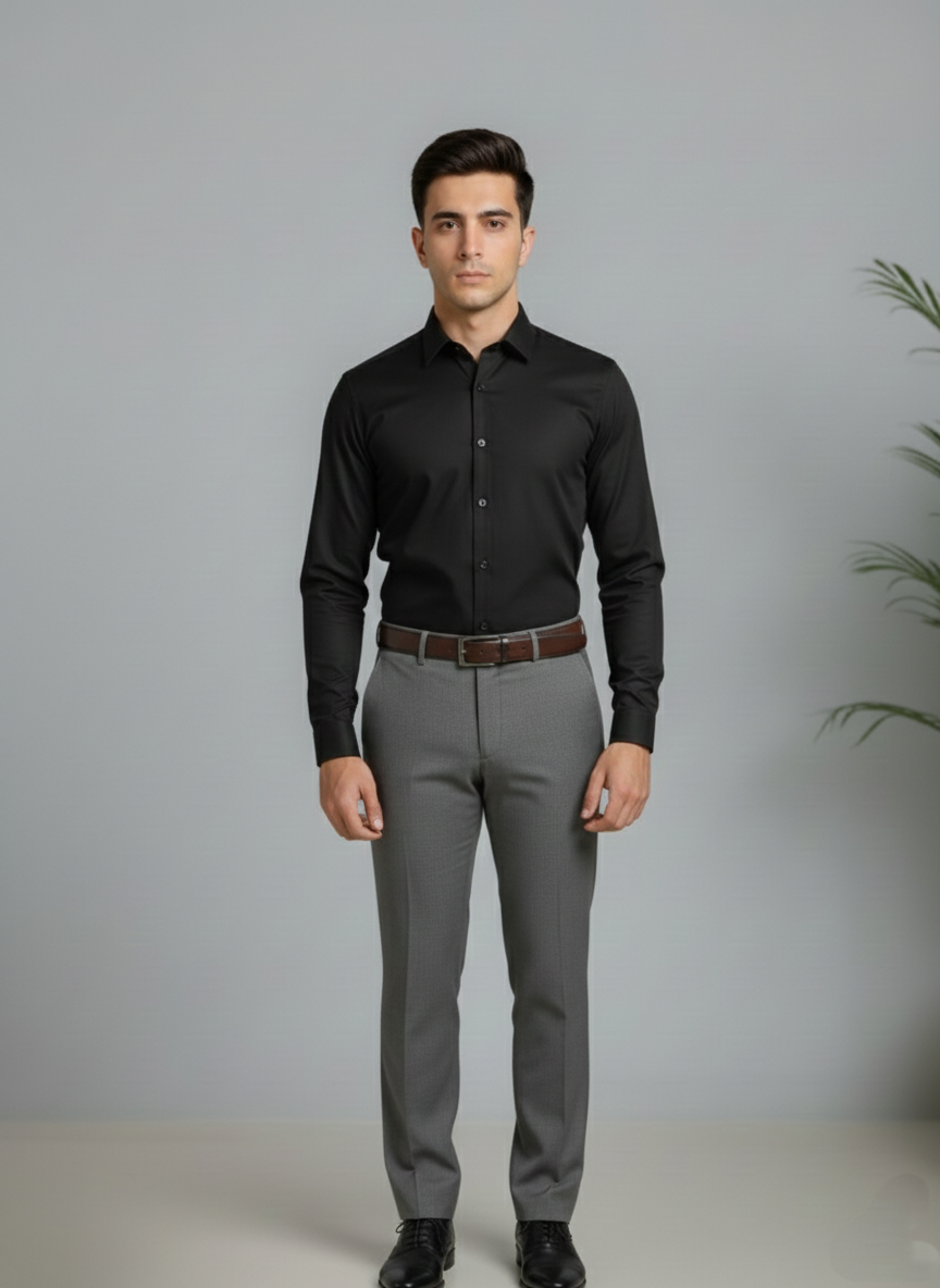 Jet Black Formal Formal Shirt-Bebold