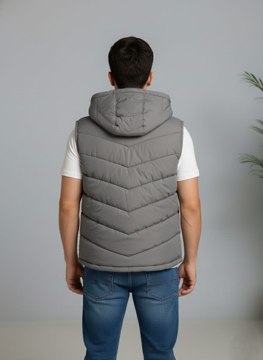 Grey Elegant Sleeveless & Removable Jacket - Bebold